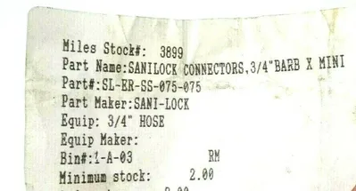 4 NEW SANI-TECH SL-ER-SS-075-075 HOSE FITTINGS 3/4" SLERSS075075