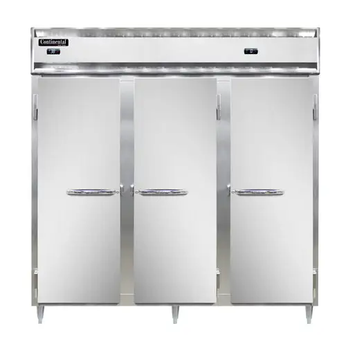 Continental D3RRFN 78" Designer Line Three Section Commercial Combo Refrigerator Freezer - Solid Doors, Dual Temp, 115v