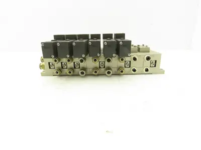 SMC VFS2300-5FZ Pneumatic 8-Station Solenoid Manifold w/6 Valves 24VDC VFS2000