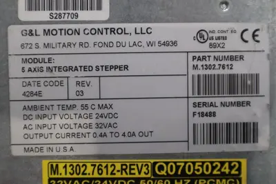 G & L MOTION CONTROL M.1302.7612 5-Axis Integrated Stepper 32Vac STOCK K-151-C