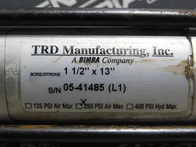 Bimba TRD Double Action Hydraulic Cylinder 1 1/2" Bore 13" Stroke 250 PSI Used