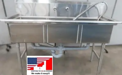 3 Compartment pot sink with spray taps