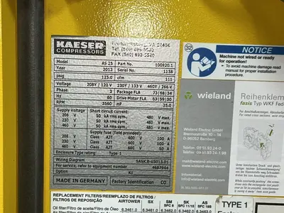 Used 2013 KAESER AS 25 Rotary Screw & Sliding Vane Air Compressors Ohio US | HGR 24 #1517962