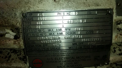 US Motors 7.5HP; 1180RPM; 460V; Frame: 256U C08-R727A-M