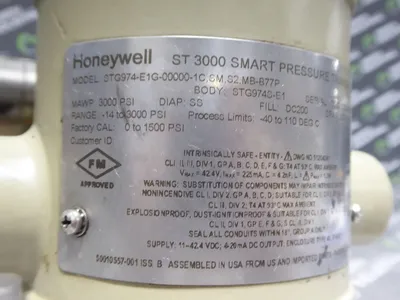 Honeywell STG974-E1G-00000-1C,SM,S2,MB-B77P Smart Pressure Transmitter z9d Used