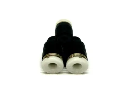5/32" Tube Size Black Plastic/ Metal Combination Y Connector - Used