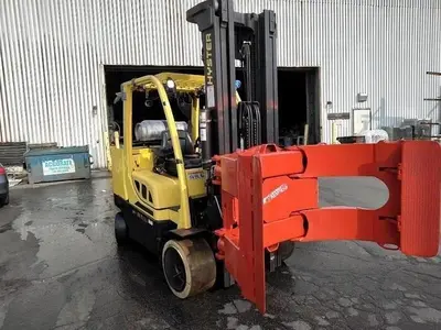 12,000 POUND YALE GLC120VXPRS FORKLIFT TRUCK WITH 60" CASCADE ROLL CLAMP
