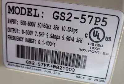 Automation Direct GS2 575V AC Drive 7.5HP (BIN323)