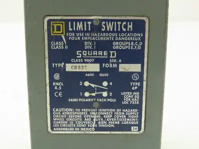 Square D 9007CR53B Limit Switch Explosion Proof Hazardous Location 600V 10A