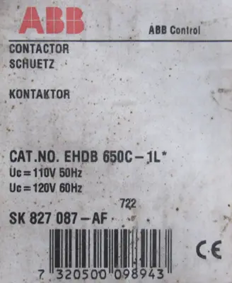 NEW ABB EHDB650C-1L CONTACTOR EHDB650C1L