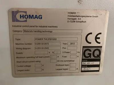 HOMAG POWER TVL370/15/02 BRUSH/WHEEL STYLE BOARD TURNER MATERIAL-HANDLING CONVEYOR SYSTEM