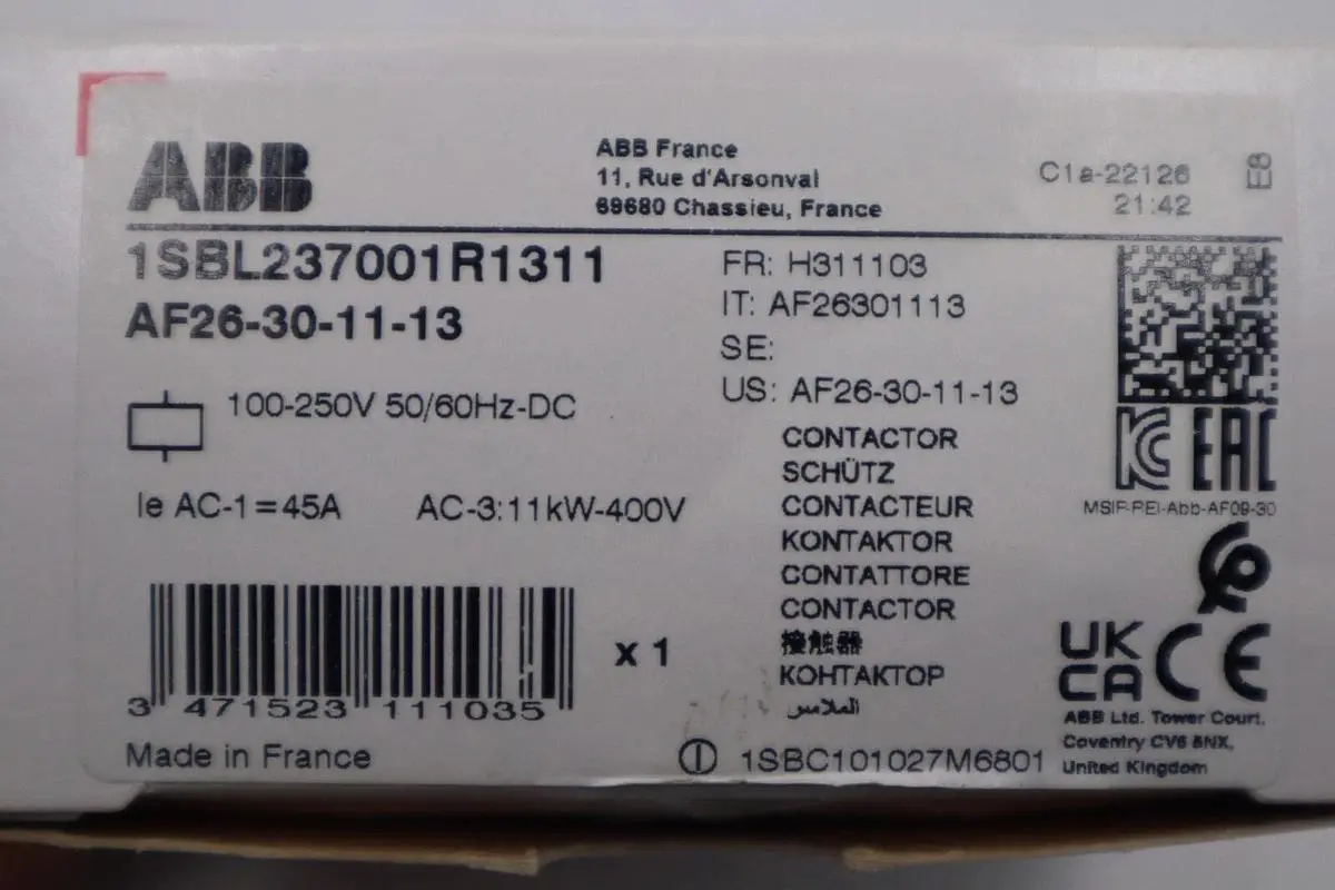 NEW ASEA BROWN BOVERI AF26-30-11-13 CONTACTOR 3-P STOCK K-85C