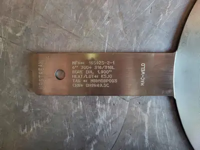 6" Paddle Orifice Plate Upstream 1.900"
