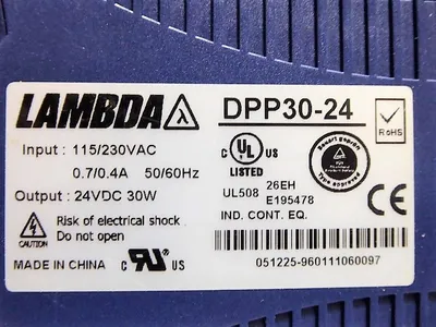Lambda DPP30-24 Power Supply 115/230VAC 0.7/0.4A 50/60Hz In 24VDC 1.3A Out Used