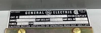 General Electric Rheostat, 600 Volt, Cat.# 8070EB105AE91 806 Ohms 4B