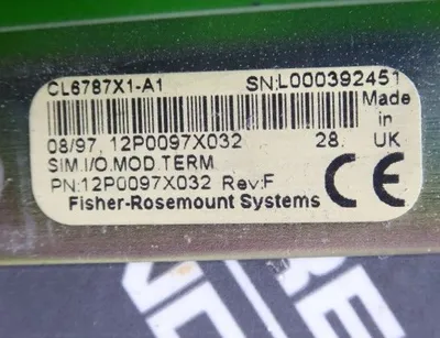 Fisher Rosemount CL6787X1-A1 Sim I/O Mod. Terminator 12P0097X032 Rev. F Used