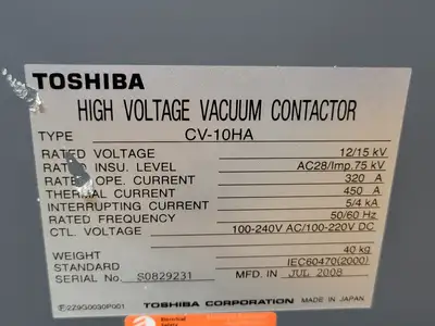 Used 2008 TOSHIBA CV-10HA Switchgears British Columbia CA | Lenmark #239927