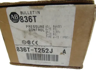 ALLEN BRADLEY 836T-T252J PRESSURE CONTROL SERIES A 836TT252J NEW, SURPLUS