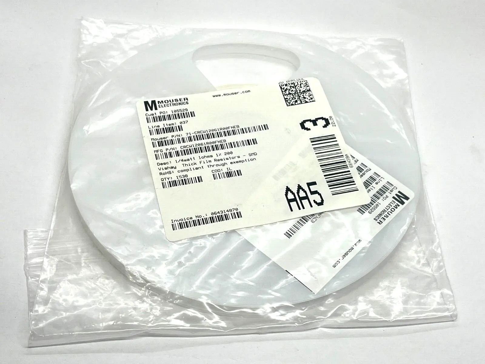 New | in-Stock Vishay Dale CRCW12061R00FNEB Resistors Michigan US | Maverick Industrial Sales #1397035