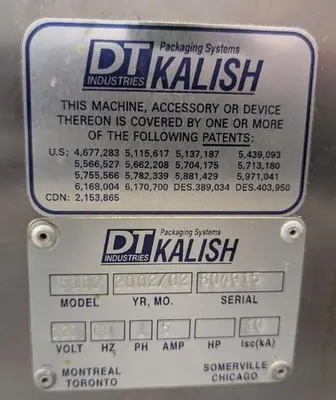 USED 2002 KALISH INDUSTRIES 5182