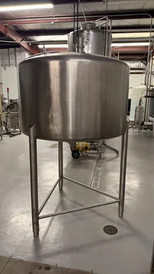 200 Gallon Stainless Steel Brite Tank: Approx. 50" Dia. x 80" H