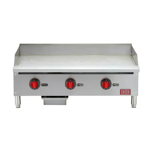 Iron Range Commercial Griddle, Natural Gas, Countertop, 36"W, Thermostatic Controls, 36"W X