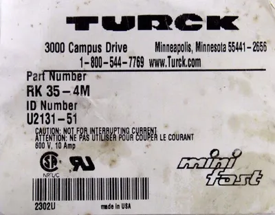 NEW TURCK RK35-4M CORD RK354M U2131-51