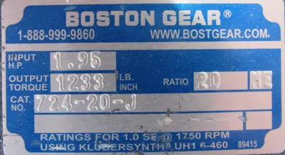 NEW BOSTON GEAR 724-20-J GEAR REDUCER 20:1 72420J