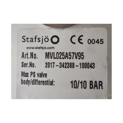NEW STAFSJÖ VALVES AB MVL025A57V95