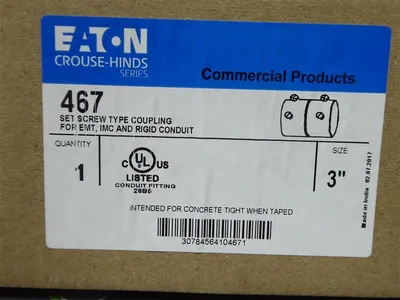 Lot of 4 Eaton Crouse-Hinds 467 3" Set Screw Type Couplings New NIB