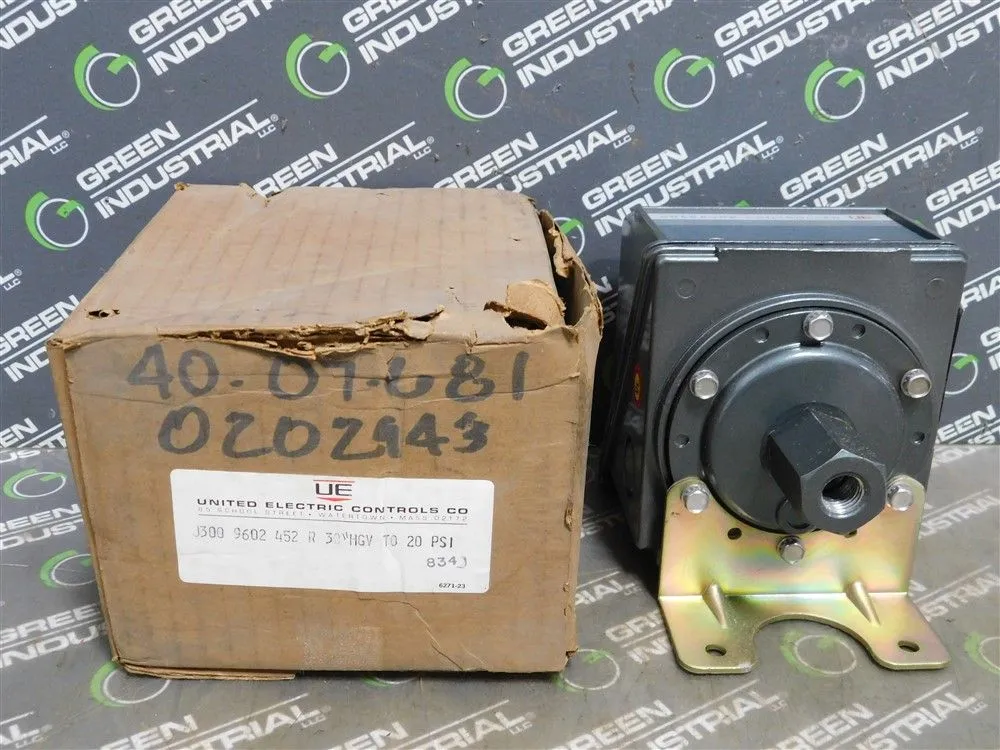 United Electric J300 9602 452 Pressure Controller 30"HGV-20PSI 15A New