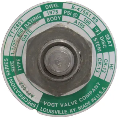NEW VOGT VALVE API602 GATE VALVE 1-1/2"-800 B-47561 RS