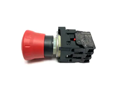 USED SIEMENS EMERGENCY STOP PUSHBUTTON, 3-CONTACTS 1X NO, 2X NC