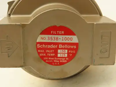 Schrader Bellows 3538-1000 Pneumatic Lubricator Air Filter 1"NPT Poly Bowl