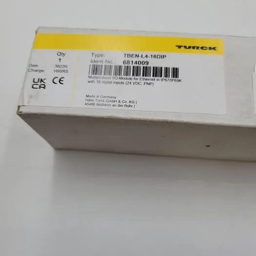 Used TURCK TURCK MULTIPROTOCOL BLOCK I/O MODULE TBEN-L4-16DIP MFG NUMBER 6814009 *NEW SEALED BOX** PLC Input & Output | ND Industrial Surplus #1216696