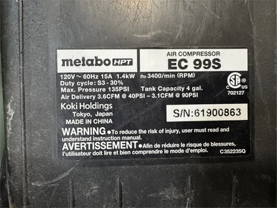 Used METABO EC-99S Air Compressors, Portable Florida US | MachineryMax #1462018