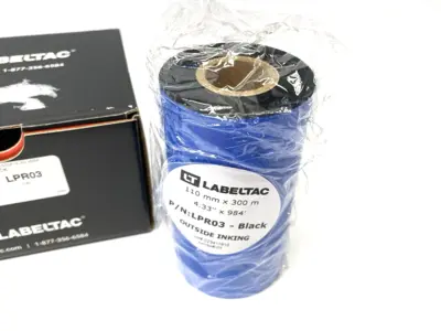 USED LABELTAC PRO MODEL STANDARD PRINT RIBBON, BLACK, 4.33" X 984' ROLL