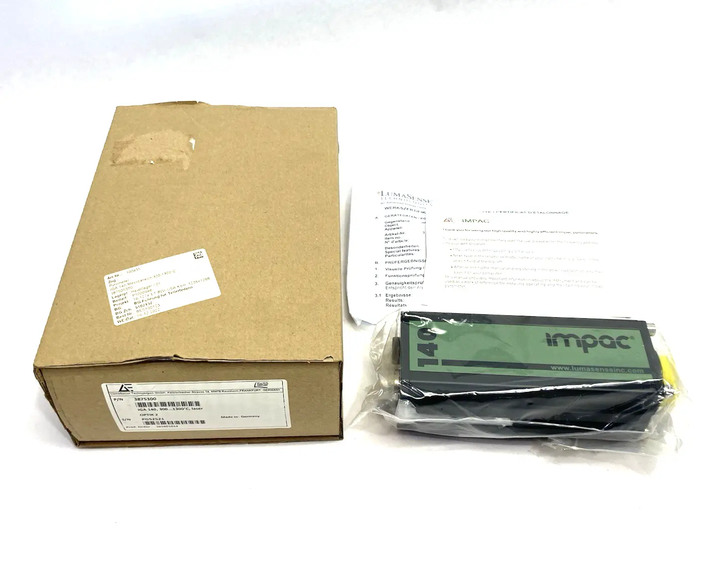 New | in-Stock LUMASENSE IMPAC IGA 140 DIGITAL PYROMETER 300 TO 1300°C NON-CONTACT Pyrometers Michigan US | Maverick Industrial Sales #1122587