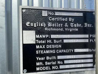 2011 English Boiler 250 PSI
