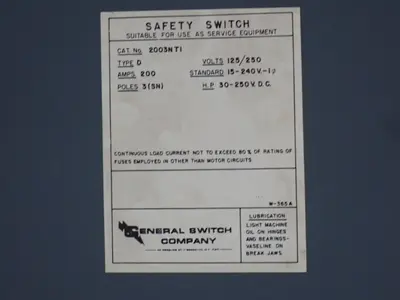 USED GENERAL SWITCH CO 2003NTI