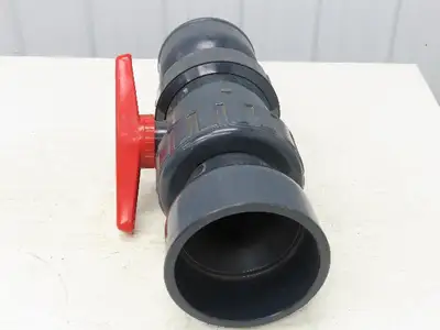 Asahi 111605060 PVC 4" Ball Valve 6" Glue In Socket 2 Way FPM Seal 150PSI