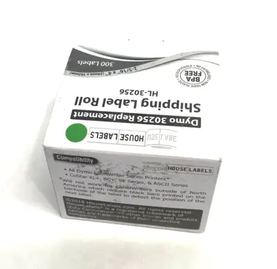 NEW HOUSE LABELS REPLACEMENT LABEL ROLL GREEN 2-5/16" 300-LABELS