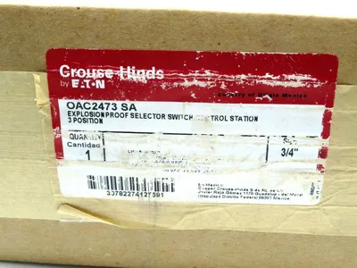 NEW COOPER CROUSE HINDS OAC2473 SA EXPLOSION PROOF SELECTOR SWITCH