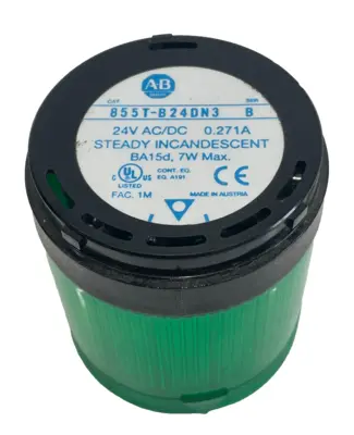 ALLEN BRADLEY 855E-24TL3 GREEN STACK LIGHT SER A 855E24TL3 NEW, SURPLUS