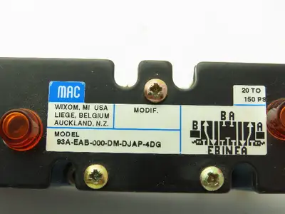MAC 93A-EAB-000-DM-DJAP-4DG Pneumatic Double Solenoid 4/3 Spool Valve 120V