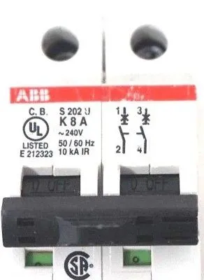 2 NEW ABB S202U-K8 A CIRCUIT BREAKER S202UK8