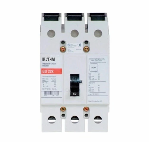 Eaton GD3050 Circuit Breaker, G-Grame, Type GD, 50A, 3-Pole, 480 Vac [New]