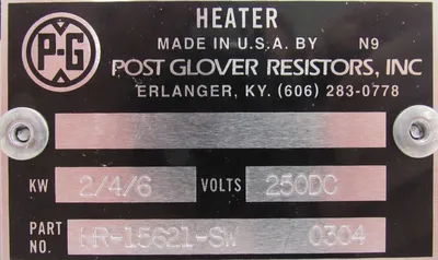 NEW POST GLOVER RESISTORS HR-15621-SW BRAKE RESISTOR 250VDC 2/4/6 KW HR15621SW