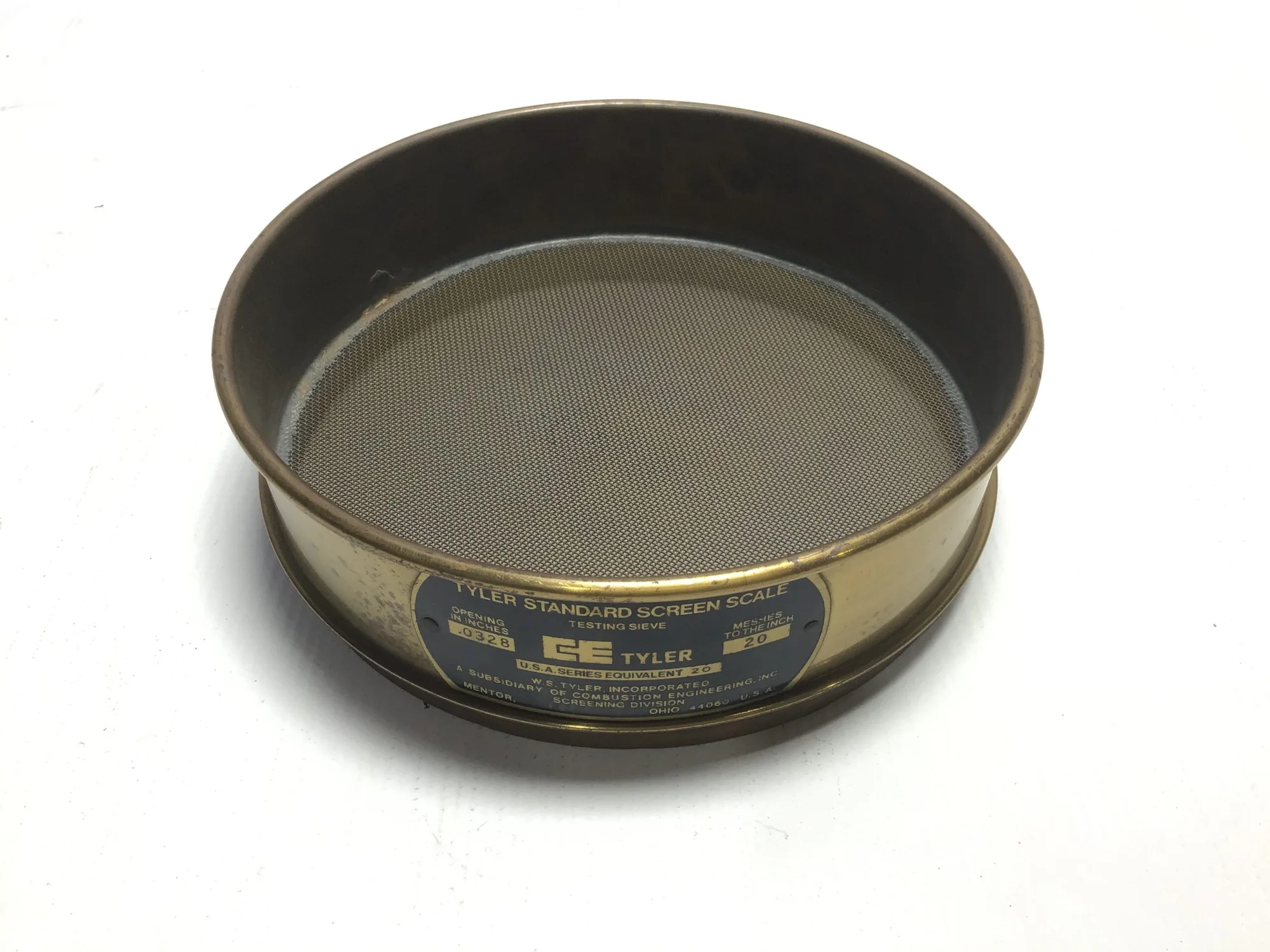 WS Tyler Standard Screen Scale Testing Sieve 20 Mesh .0328 Opening Inches