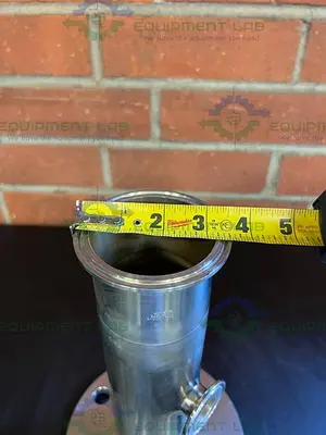 USED MAX PURE 316 STAINLESS STEEL TEE W/ 3" SANITARY FITTING TO 5" FLANGE